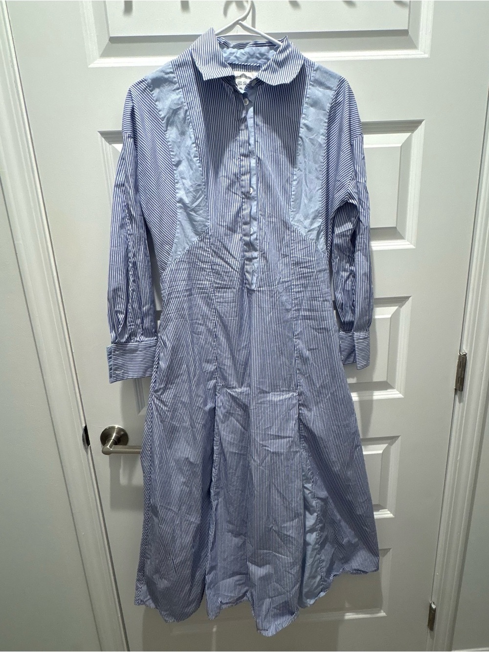Evi Grintela Striped Maxi Shirt Dress with Panel Details